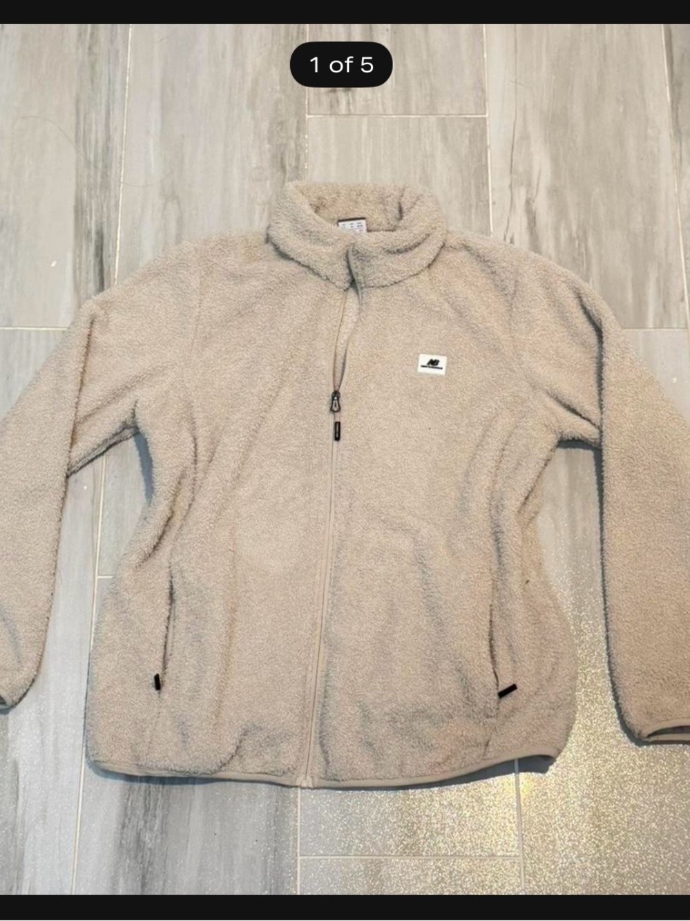 New Balance Cream Teddy Fleece Full-Zip Jacket
